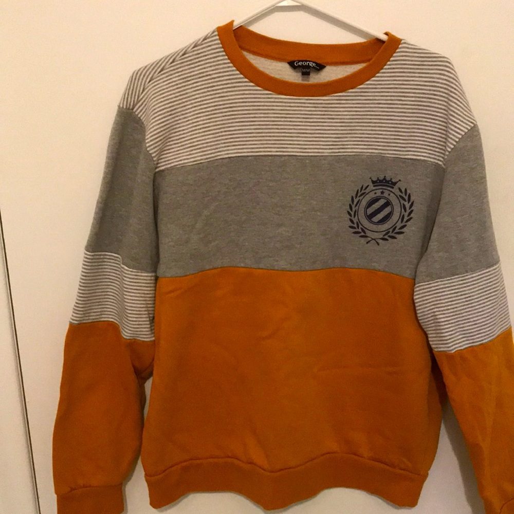 George Men's Yellow and Gray Sweatshirt Size Medium